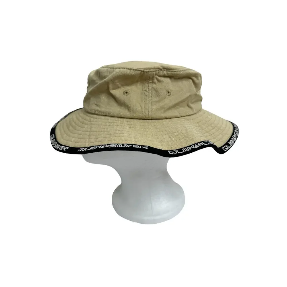 QUIKSILVER Khaki Beach Sun Hat One Size Kids Boys Logo Surf Safari Cotton